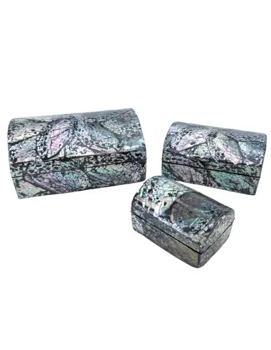 Set de 3 boîtes à bijoux en marqueterie de nacre - Coloris noir
