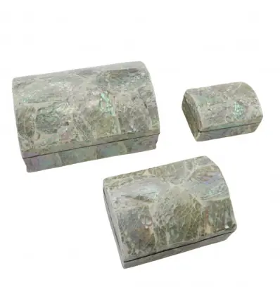 Set de 3 boîtes à bijoux en marqueterie de nacre - Coloris blanc