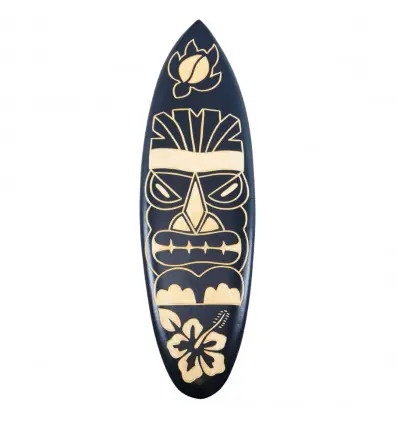 Planche de surf murale en bois motif Tiki 50cm | Idéale chambre d'Ado !