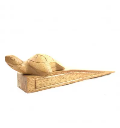 Cale-porte tortue en bois sculpté à la main