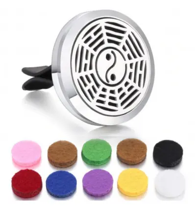 Diffuseur de parfum pour voiture à clipser + 10 buvards | Yin Yang