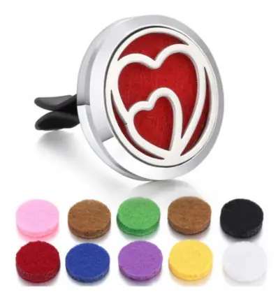 Diffuseur de parfum pour voiture à clipser + 10 buvards | Double Coeur