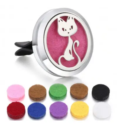 Diffuseur de parfum pour voiture à clipser + 10 buvards | Chat