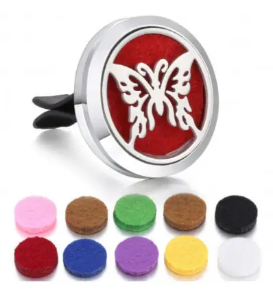 Diffuseur de parfum pour voiture à clipser + 10 buvards | Papillon