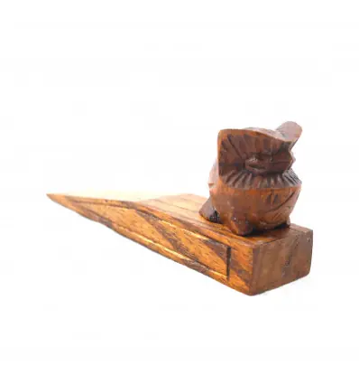 Bloque-porte hibou/chouette en bois teinté sculpté à la main