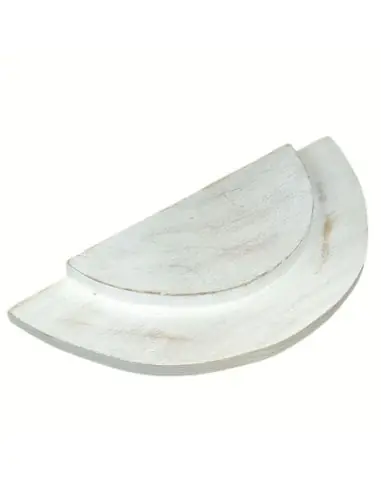 Plateau de présentation 1/2 cerle - Présentoir à bijoux 2 niveaux en bois blanc cérusé