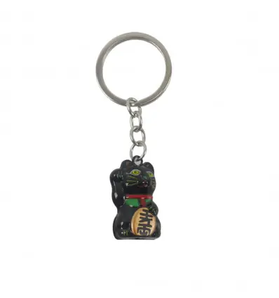 Porte-clé Maneki Neko Noir à grelot - Chat porte-bonheur Japonais