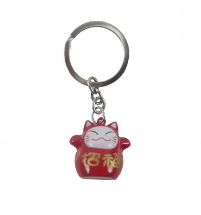 Porte-clé Maneki Neko Japonais Rouge à grelot