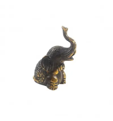 Statuette éléphant trompe en l'air en laiton 5,50cm