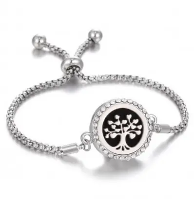 Bracelet Diffuseur de Parfum Modèle Arbre de Vie argenté - L'aromathérapie par les bijoux