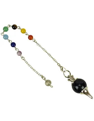 Pendule séphoroton en Pierre de Soleil bleu - 7 chakras