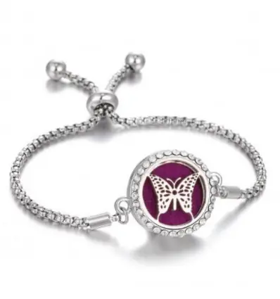 Bracelet Diffuseur de Parfum Modèle Papillon argenté - L'aromathérapie par les bijoux