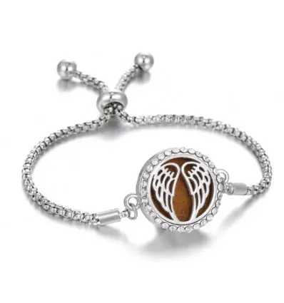Bracelet Diffuseur de Parfum Modèle Ailes d'Ange argent - L'aromathérapie par les bijoux