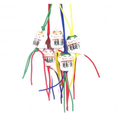 Lot de 5 Maneki Neko en céramique - Porte-Bonheur Japonais