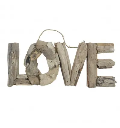 Décoration murale en bois flotté "Love" 35x15cm