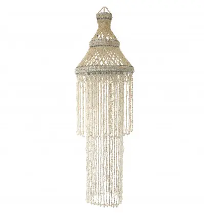 Suspension en véritables coquillages cauris blancs 110cm