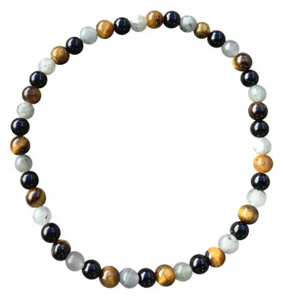 Bracelet Multipierres Labradorite / Onyx / Œil de Tigre | Boules 4mm