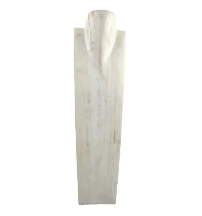Déclassé - Présentoir spécial colliers longs 60cm buste en bois finition "blanc cérusé"