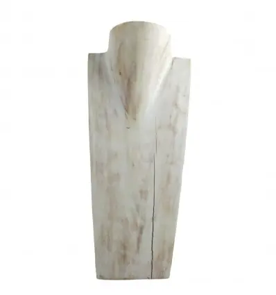 Déclassé - Buste - Présentoir à colliers en bois massif blanc cérusé 35cm