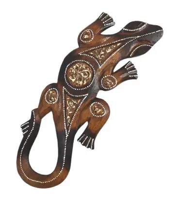 Gecko en bois Motif Ethnique 30cm - À poser ou à accrocher
