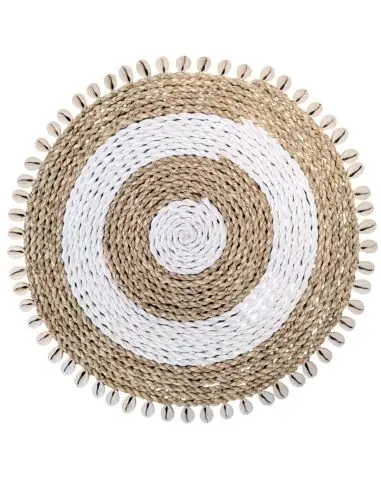 Set de table Bohème ø35cm en Jonc de mer et Coquillages | Fait main à Bali