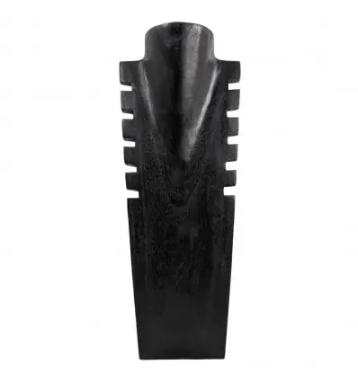 Déclassé - Buste présentoir à colliers cranté en bois massif noir 40cm