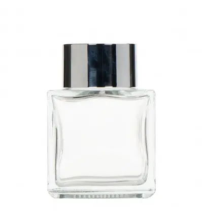 Contenant vide en Verre 200ml Col Argenté - Diffuseur de Parfum à tiges de rotin Goa