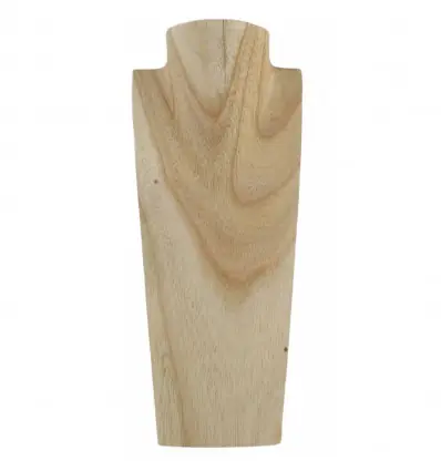 Déclassé - Buste - Présentoir à colliers en bois massif brut 35cm