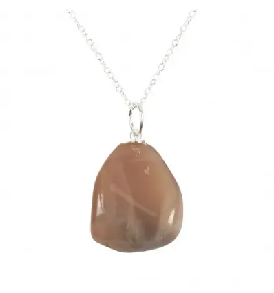 Collier Pierre de Lune Adulaire | pendentif pierre roulée + chaîne argentée