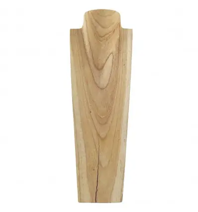 Déclassé - Présentoir spécial colliers longs 50cm Buste en bois massif brut