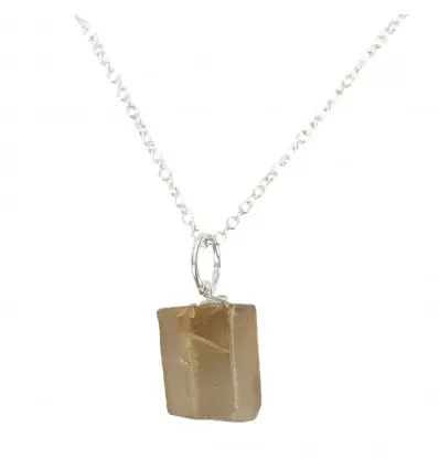 Collier petite pointe en Citrine brute facettée | Pendentif en pierre + chaîne