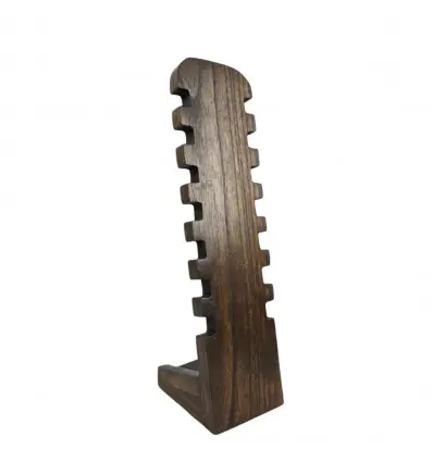 Présentoir à Bracelets cranté 30cm en bois massif | Finition "Chocolat"