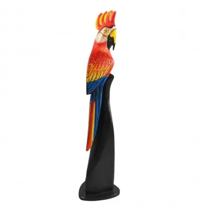 Perroquet 50cm en bois peint à la main - Coloris Rouge, Bleu et Jaune