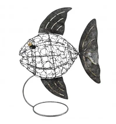Grande statue Poisson en Fer Forgé Fait Main 40cm