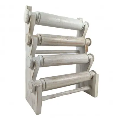 Déclassé - Porte-bracelets et montres 4 joncs en Bois massif blanc cérusé
