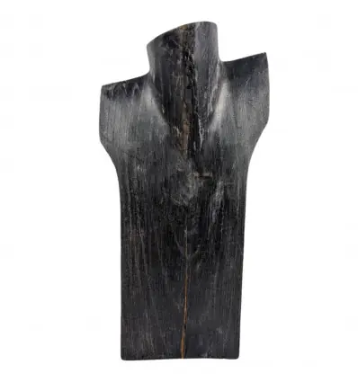 Déclassé - Buste présentoir à colliers en bois finition "noir vintage" 30cm