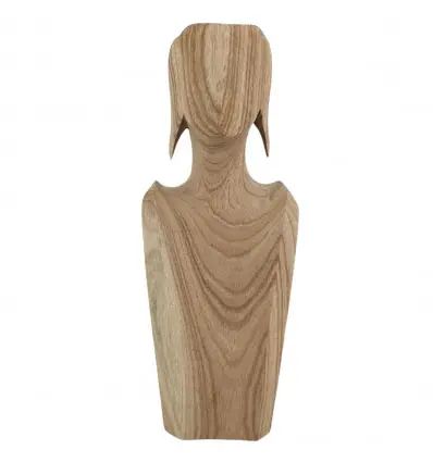 Déclassé - Buste - Présentoir pour colliers et boucles d'oreilles en bois massif brut 35cm