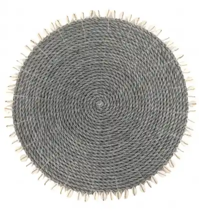 Set de table ø35 cm en jonc de mer tressé et coquillages - Coloris gris