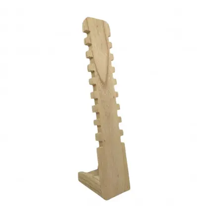 Présentoir à Bracelets cranté 40cm en bois massif | Finition Bois brut naturel