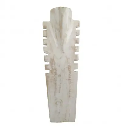 Déclassé - Buste présentoir à colliers cranté en bois massif blanc cérusé 50cm