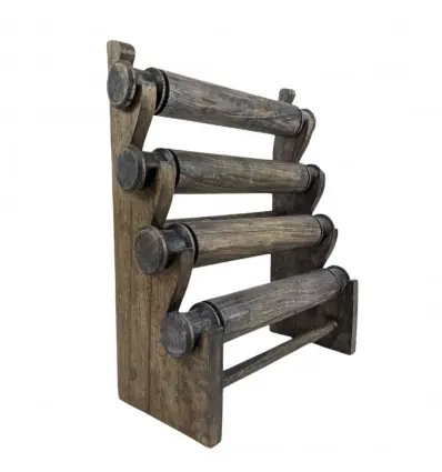 Déclassé - Porte-bracelets et montres 4 joncs en Bois massif finition "noir vintage"