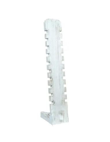 Présentoir à Bracelets cranté 40cm en bois massif | Finition Blanc Cérusé