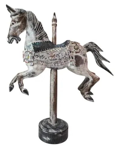 Cheval de Carrousel 40cm en Bois | Création faite à la main