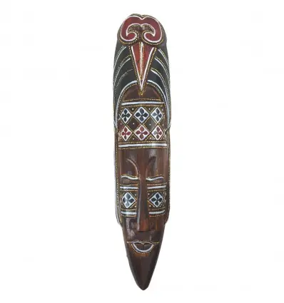 Masque Décor Batik en Bois 50cm. Décoration Murale Style Africain