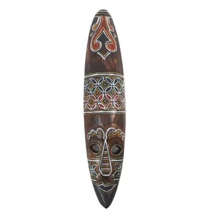 Masque Décor Batik en Bois 50cm. Décoration Murale Ethnique
