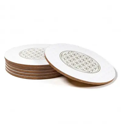 Sous-verres ronds motif Fleur de Vie - Lot de 6