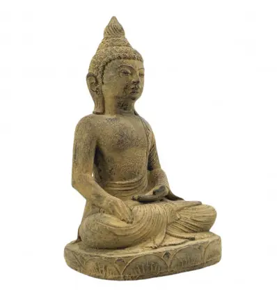 Statue de Bouddha Bhumisparsha Assis en Pierre 30cm