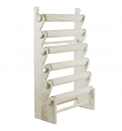 Déclassé - Grand Présentoir bracelets et montres 6 joncs en Bois finition blanc cérusé