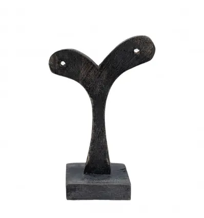 Présentoir / Support à boucles d'oreilles en bois 10cm | Finition "Noir Vintage"