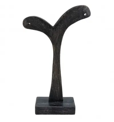 Présentoir / Support à boucles d'oreilles en bois 14cm | Finition "Noir Vintage"